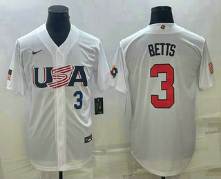 Men's USA Baseball #3 Mookie Betts Number 2023 White World Baseball Classic Replica Stitched Jerseys,We sell and wholesale Men's USA Baseball #3 Mookie Betts Number 2023 White World Baseball Classic Replica Stitched Jerseys on line form chian!